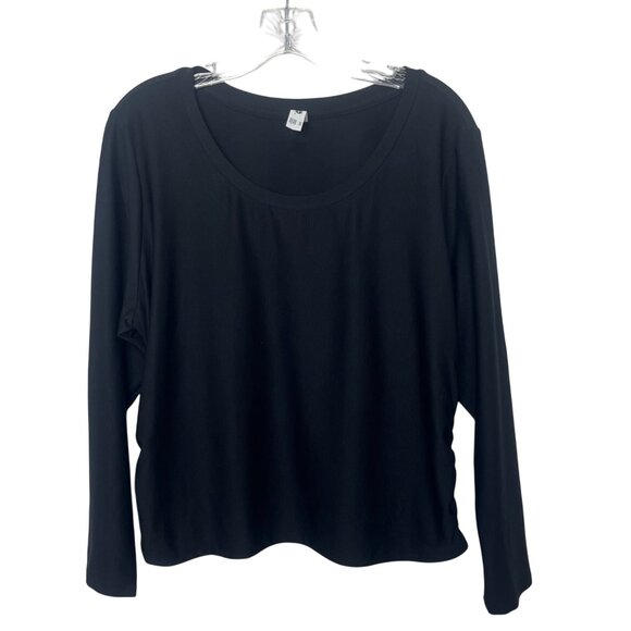 All In Motion Ribbed Long Sleeve Top Womens XXL Black New Quick Dry - Picture 1 of 10